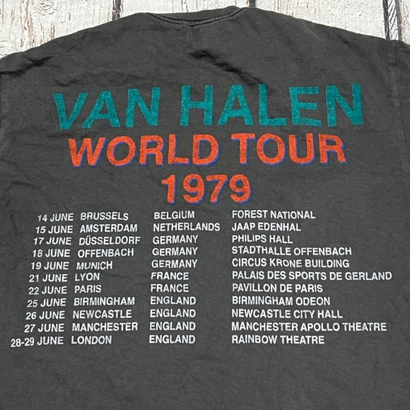 Van Halen 1979 Tour Rock n' Roll Retro Music Crewneck Womens Tshirt - Picture 3 of 8